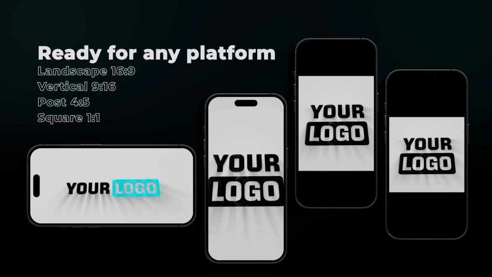 3D Social Reveal template social media logo animation preview