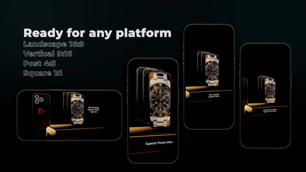 Black Phone Mockup 3 template dark UI animation preview