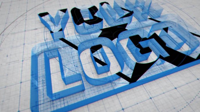 Blueprint Architect Reveal template technical logo animation preview
