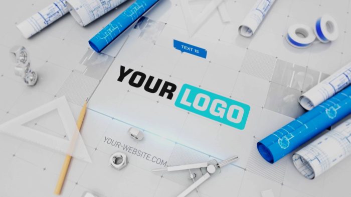Blueprint Engineer’s Desk template technical blueprint logo animation preview