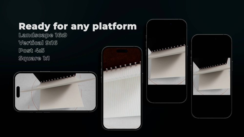 Business Notebook Unveil template page‑flip logo animation preview