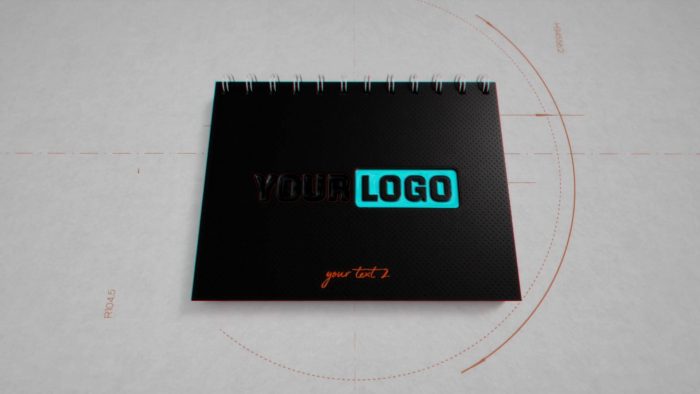 Business Notebook Unveil template page‑flip logo animation preview