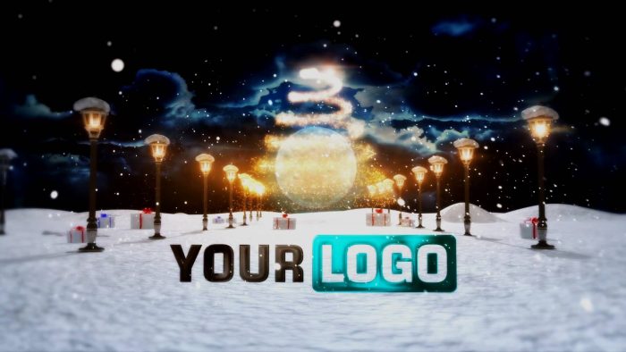 Christmas Greetings template festive snow and light logo animation preview