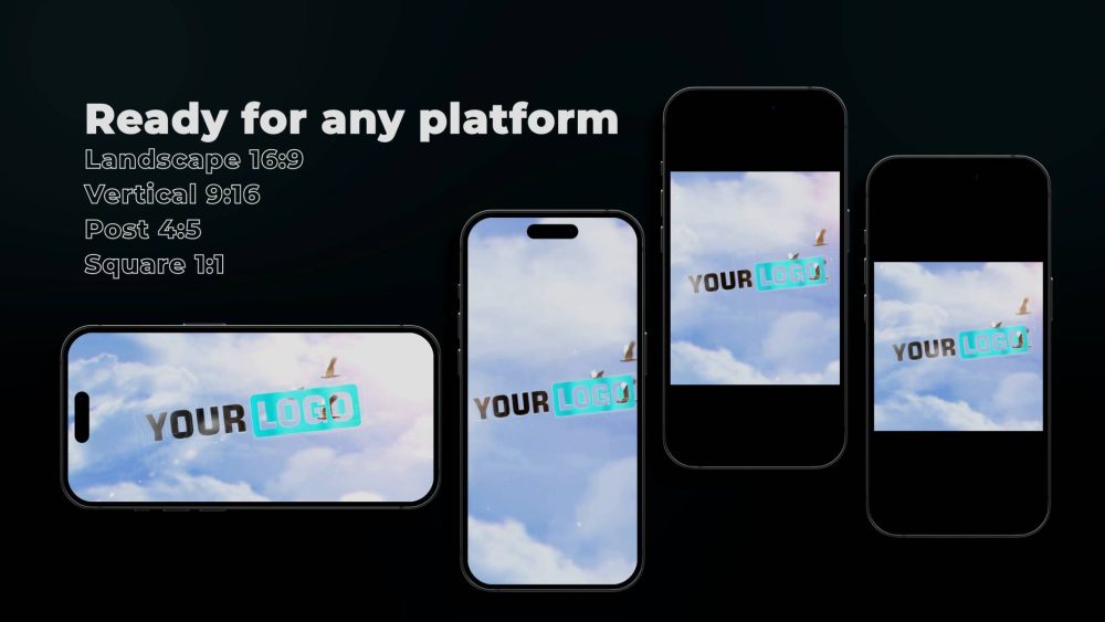 Cinematic Sky Reveal template sky cloud logo animation preview
