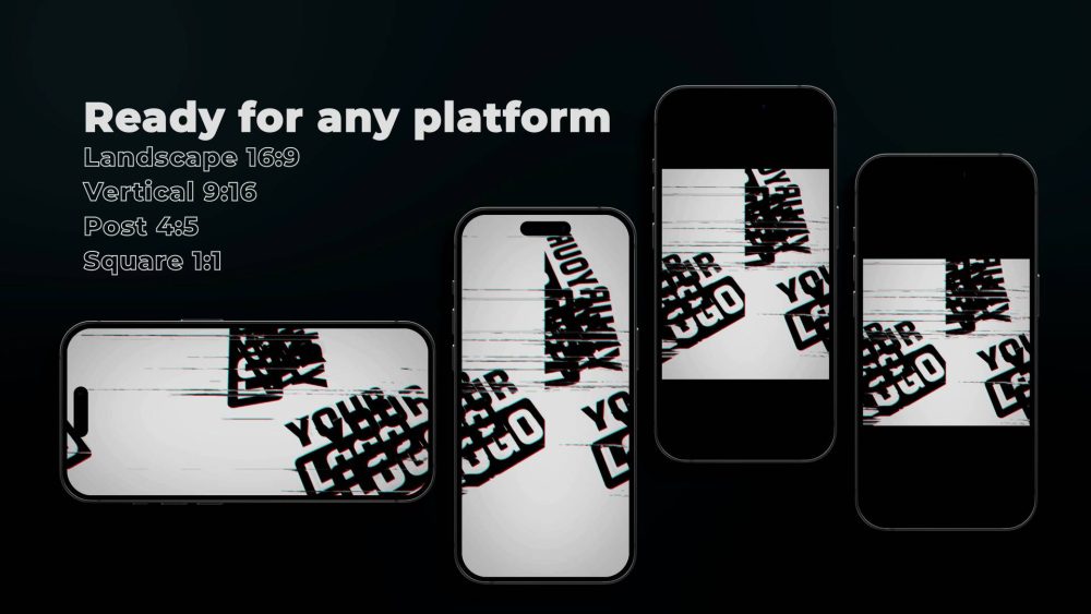 Dynamic Glitch Unveil template glitch logo animation preview