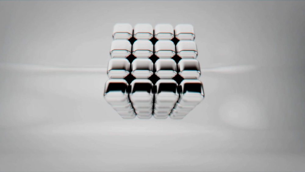 logo build animation with cubes