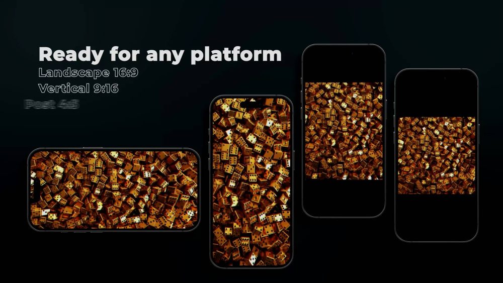 Golden Dice Reveal template spinning gold dice logo animation preview