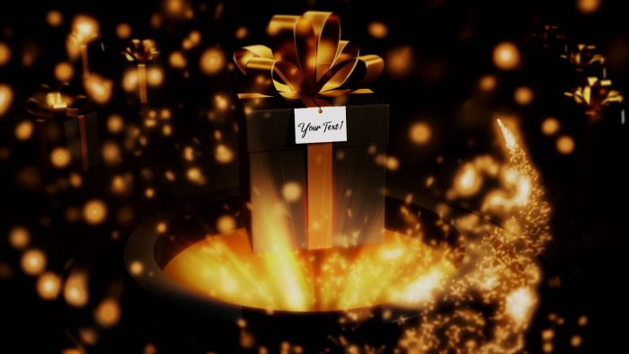 Golden Gift Reveal template gold wrapped logo animation preview