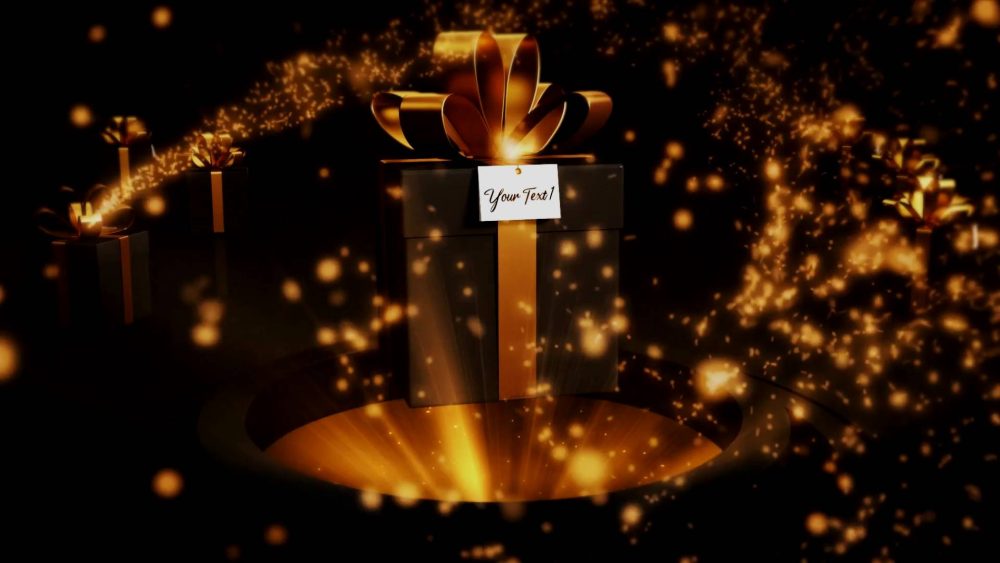 Golden Gift Reveal template gold wrapped logo animation preview
