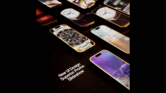 Golden Phone Mockup 7 template elegant app presentation animation preview