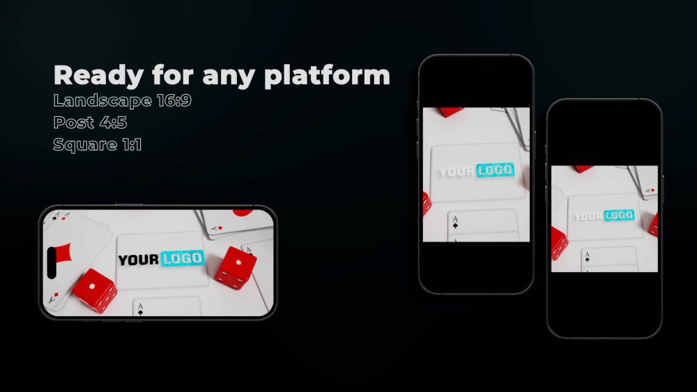 Playing Cards Reveal template card-flip logo animation preview