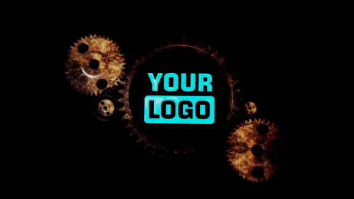 Rust Mechanic Unveil logo animation preview with sparks, rust, and mechanical transitions