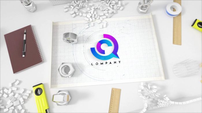 Construction Blueprint Logo Reveal – Technical Logo Animation for Premiere Pro
