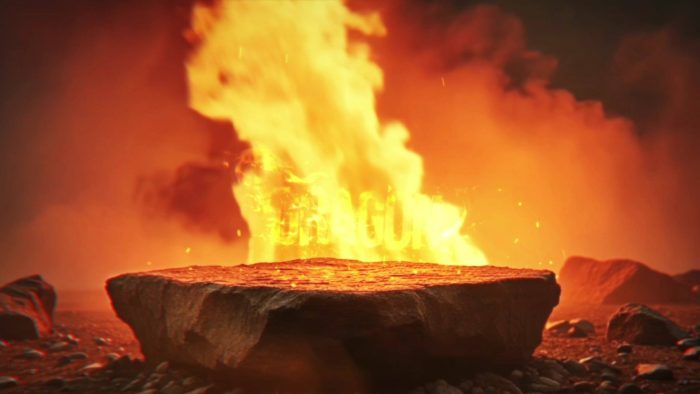 Epic Stone In Fire cinematic logo reveal After Effects